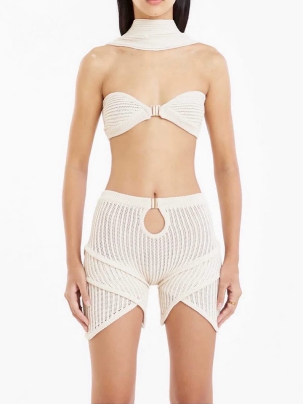 RUVE - Cream Knit Two-Piece Set